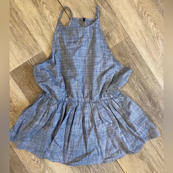 Denim Halter Strap Babydoll Top - Picture 1 of 3